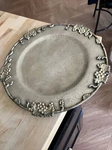 Chinese Brass 12 inch Charger Engraved Dragons - Picture 1 of 7