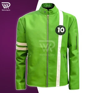 Ben Ten Alien Swarm Green Leather Jacket | Men's Superhero Cosplay Halloween - Picture 1 of 5