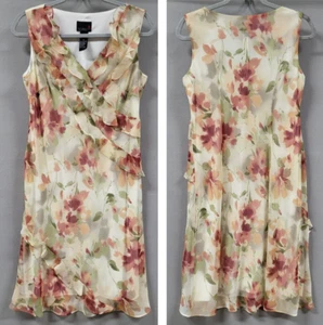 Scarlett Dress Women's 14 Floral Chiffon Ruffle Sleeveless V Neck Midi Romantic - Picture 1 of 9