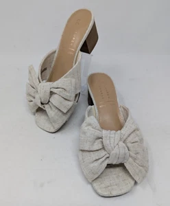 Lauren Conrad Heeled Memory Foam Bow Sandals Shoes Color Linen Izabella Size 6 - Picture 1 of 4