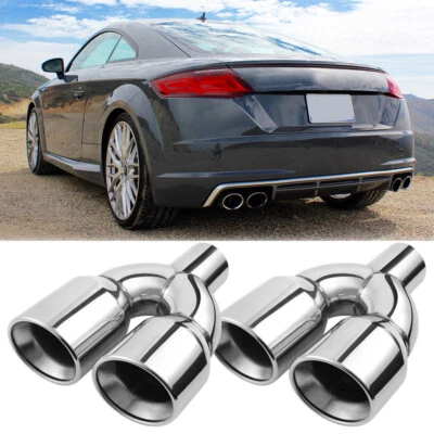 Par Para Audi TT RS TTS 2,5" a 3,5" Ponta de Escape Quad Parede Dupla Aço Inoxidável - Imagem 1 de 4