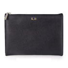 Monogrammed Customized Initial Letters PU Leather Pouch Clutch Bag Makeup bag