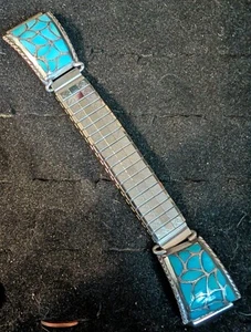 Vintage ZUNI Inlay Mosaik Herrenuhr Spitze Multi-Stein Türkis Größe 6" x 1" - Bild 1 von 5
