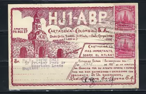 RADIODIFUSORA. '' POSTAL CARTAGENA COLOMBIA TO ENGLAND 1936 - Picture 1 of 2