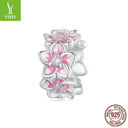 VALENTINO Ciondolo quotidiano alla moda argento 925 Ciliegio Fiore Perline Ciondolo Fit Bracciale Regali