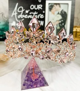 Pink Diamond Tiara, Crystal Wedding Tiara, Princess Tiara, Bridal Headpiece Gift - Picture 1 of 7