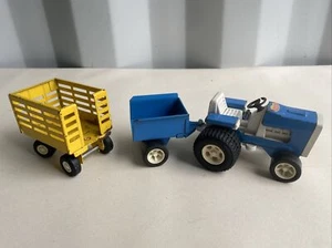 Vintage Tonka Toy. Tiny Tractor (Light Blue) and Trailer  Extra Farm Cart  P117 - Picture 1 of 6