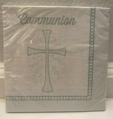 Divinity Silver Pattern Communion Luncheon Napkins Party Decoration 16 -2Ply - Image 1 of 2