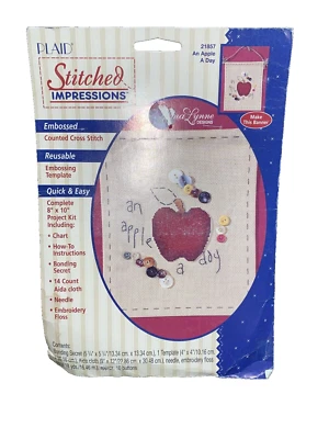 Plaid Stitched Impressions #21857 An Apple A  Day Embossed Kit  NEW Old Stock - Image 1 of 3