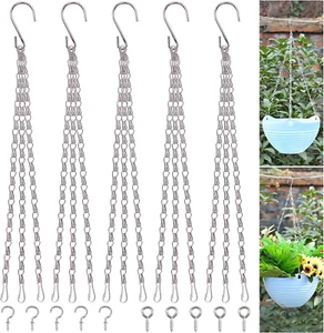 15pcs 16 Inches Metal Hanging Basket Chains Set 5pcs 3 Point Flower Plant Pot Re - Picture 1 of 12