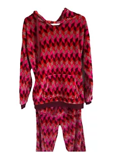 Vera Bradley Plüsch rosa rot geometrische Formen Pyjama Hoodie & Hose Set Gr. Small - Bild 1 von 8