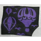 Sale - Hand Painted Black Cow Hide Leather Piece With Purple Hot Air Balloons