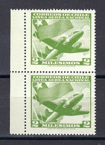 Chile 1960 Sc# C223 airmail 2m Plane pair MNH Cover