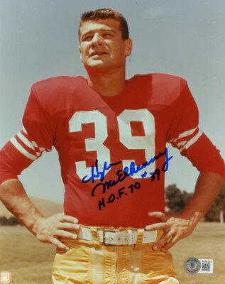 HUGH McELHENNY SIGNED 8x10 PHOTO + HOF 70 SAN FRANCISCO 49ers LEGEND BECKETT BAS - Image 1 of 2
