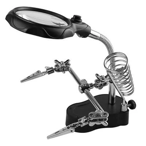 Helping Hands Magnifying Glass Soldering Station Led Lighted 3.5x 12x Magnifier - Picture 1 of 8