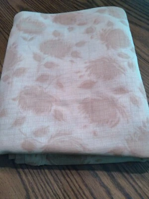 4  yds Vintage 70s Tan Brown Polyester Fabric Jersey Retro - floral print - Image 1 of 4