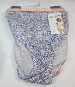 NWT JOCKEY 2373 set of 3 BREATHES and COOLS BRIEFS BLUE PEACH WHITE print - Picture 1 of 4