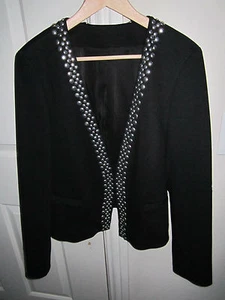 TRINA TURK BLACK EVENING JACKET/BLAZER - SIZE 8? - BEADED AT THE TOP -LINED-NICE - Picture 1 of 6