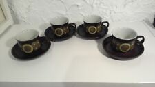 Denby Arabesque - 4 x Vintage Retro 1960s Tea/Coffee cups with saucers