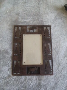 9"X7" Metal Picture Frame Moose Trees Outdoors Camping 3.5" X 5.5" Picture Size - Picture 1 of 2