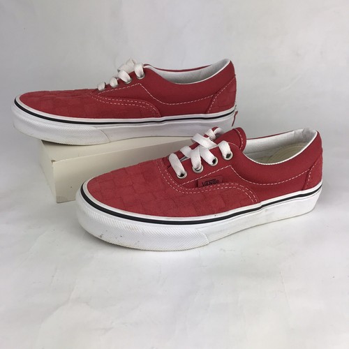 Scarpe da skateboard rosse a scacchiera Vans Era Deboss pompa bambini 1 5