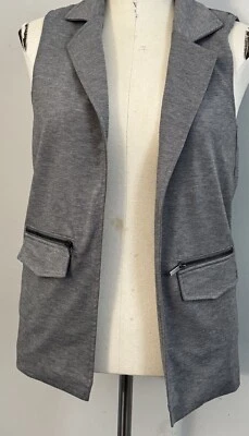 Chaleco 19V69 Italia By Versace Gris Frente Abierto Cremallera Bolsillo Mujer Talla Pequeña, Usado Foto 1 de 4