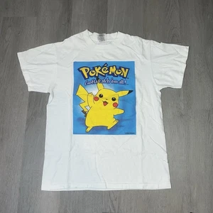 T-shirt vintage anni 00 Pokémon Pikachu scatola logo taglia small Nintendo punto singolo - Foto 1 di 9