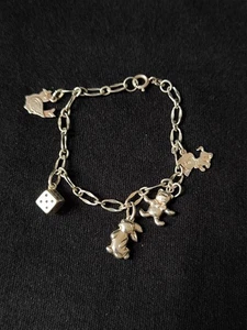 Altes Bettelarmband 835 Silber Armband  Kinderarmband Bär Vogel Hase Würfel Hund - Bild 1 von 17
