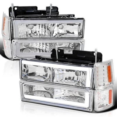 Se adapta a 94-98 Chevy C10 C/K Tahoe Suburban LED Tubo Faros + Esquina + Luces de parachoques Foto 1 de 4