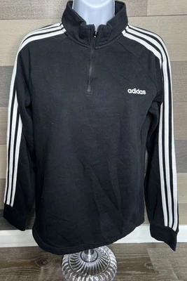 Womens Adidas Signature Partial 1/4 Zip Black Pullover Track Jacket Size Medium - Image 1 of 4