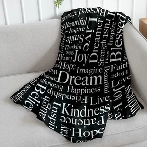 Inspiring Words Black Super Soft Throw Blanket - 50x60 Throw Blanket for Bedr... - Picture 1 of 9