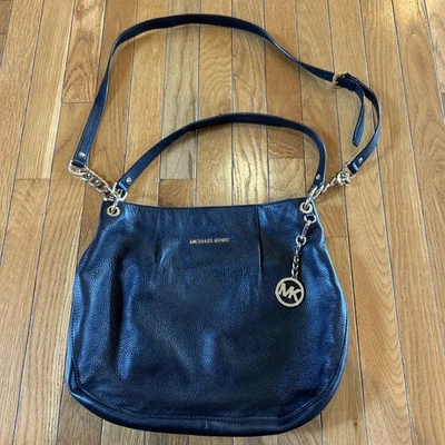 MICHAEL KORS MK Bedford Pebble Leather Lg Convertible Shoulder Bag Black Purse - Image 1 of 4