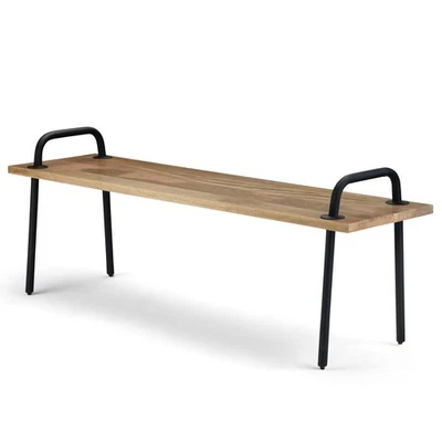Berkeley SOLID MANGO WOOD 56 inch Wide Industrial Entryway Bench in Natural f... - Image 1 of 4