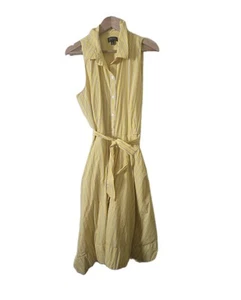 Tahari Arthur S. Levine gestreiftes ärmelloses Midikleid mit Gürtel gelb 16 - Bild 1 von 6