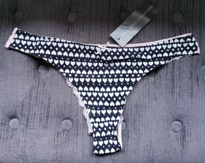 M&S Black Knickers with White Hearts & Pink Lace at the aback Size 14 - Picture 1 of 18