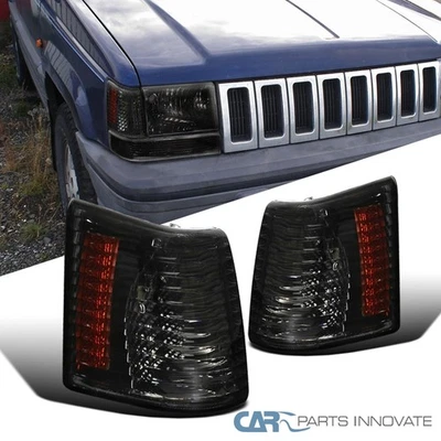 Fits 93-98 Jeep Grand Cherokee Smoke Corner Lights Turn Signal Lamps Left+Right Foto 1 de 4