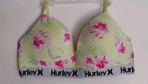 HURLEY 38C YELLOW FLORAL LIGHTLY PADDED WIRELESS COMFORT BRA - Picture 1 of 14