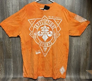 Affliction T Shirt Orange 3XL Men's Sport Made in USA NWT - Picture 1 of 10