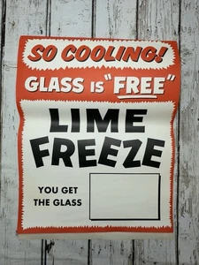 Vintage Kalkgefrieren So Kühlend! Doppelseitiges Restaurantschild Glas ist "frei" aus Papier - Bild 1 von 7