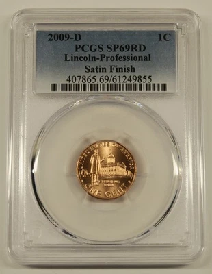 2009 D Lincoln Professional Cent PCGS SP69RD Satin Finish - Image 1 of 4