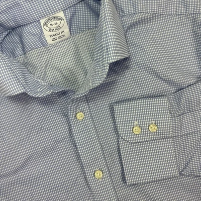 Camisa Brooks Brothers Abotonada Para Hombres 16-36 Ajuste Regent Azul Cuadros Guinga L/S Foto 1 de 4