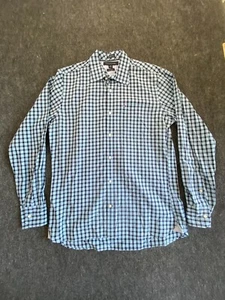 Tommy Hilfiger Shirt Mens SMALL blue Business button up modern plaid Size S - Picture 1 of 14