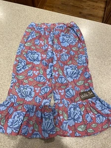 Matilda Jane Nightfall Floral Big Ruffle Pants 4 Girls Blue Pink Elastic Waist - Picture 1 of 4
