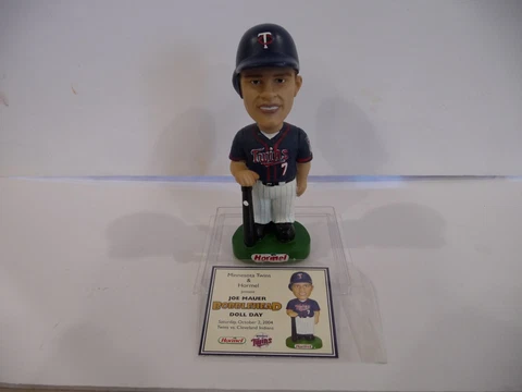 Joe Mauer Bobblehead Green Base Minnesota Twins with Display Case and Card Cover