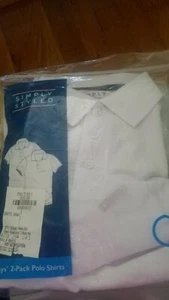 Simply Styled Boys' Uniform White 2-Pack Polo Shirts LARGE (10/12) - Picture 1 of 2
