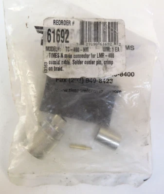 Times Microwave Systems TC-400-NM - Type-N Male Connector for for LMR-400 Cable - Image 1 of 2