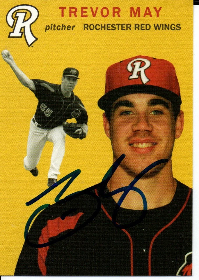 Trevor May 2018 Rochester Red Wings SGA Autographed Signed Card - Image 1 of 1