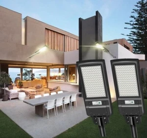 TOPPOW 2-Pack 600w Solar Street Lights Outdoor,504 LEDs 6500K with Remote Contro - Picture 1 of 6