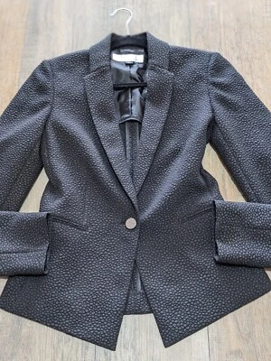 Tahari Blazer Jacket Womens 2 Black Long Sleeve Button Front Office Preppy - Image 1 of 4