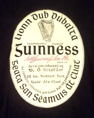 老式 90 年代 00 年代 Y2K 吉尼斯啤酒 T 恤广告经典标志尺寸 L — 第 1/4 张图片